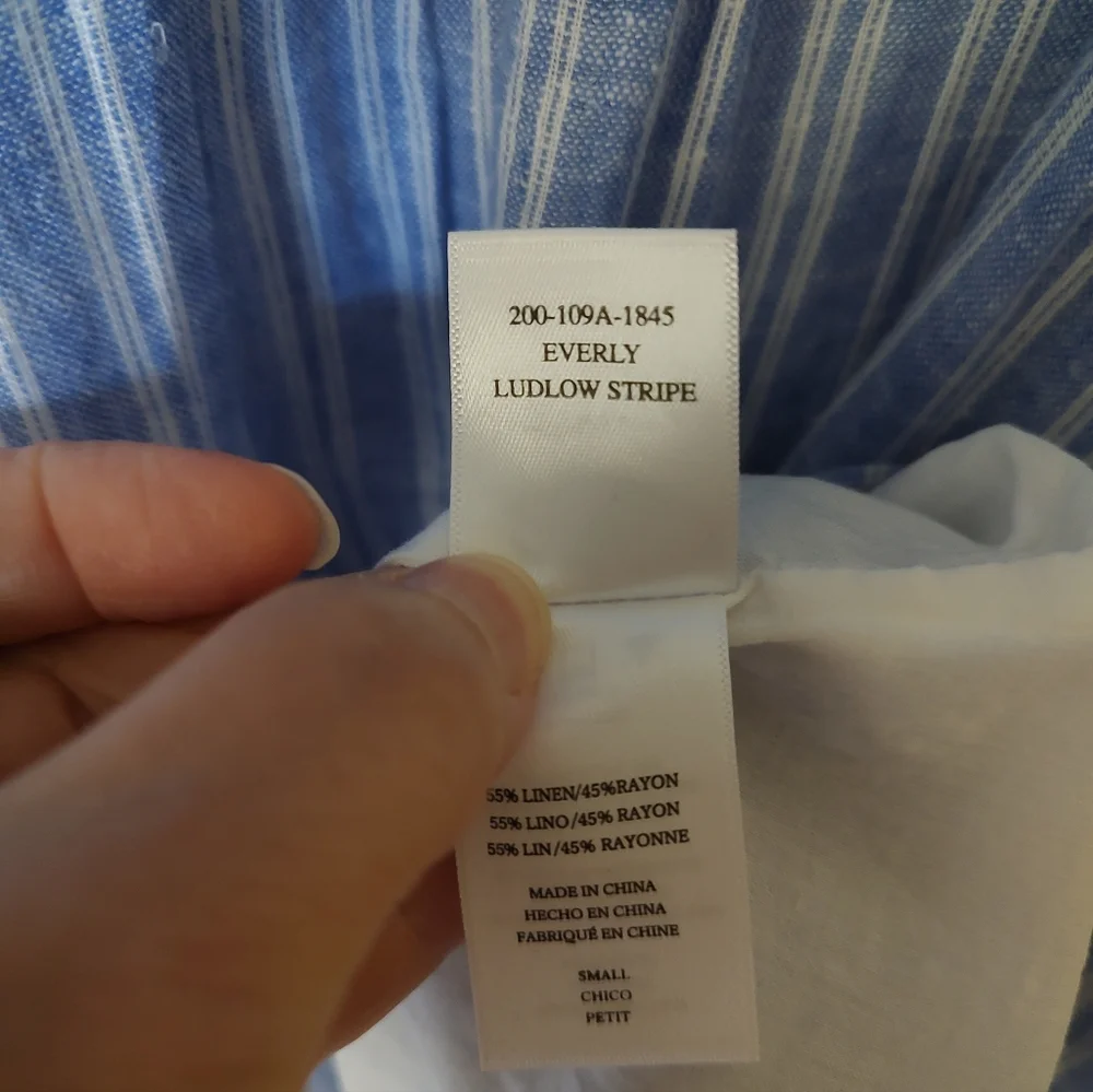 Rails Everly Ludlow Stripe Tiered Dress Rayon Linen Blue White S